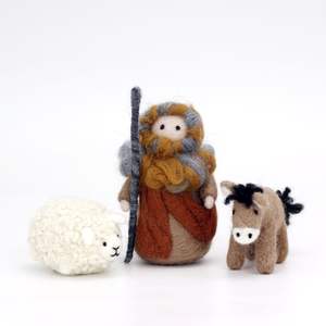 Kits de crèche DIY en feutre de <span class=keywords><strong>laine</strong></span> : Joseph, Marie, Jésus bébé, mouton et âne – Kit de démarrage pour feutrage à l'aiguille - Product Image 2