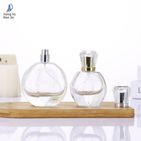 Botol Parfum Kosong Kaca Transparan 30ml 100ml Berkualitas Tinggi, Desain Datar Bulat dengan Dasar Tebal dan Pompa Semprot