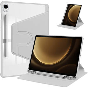 360 support rotatif Flip PU cuir clair acrylique couverture arrière <span class=keywords><strong>tablette</strong></span> étui pour <span class=keywords><strong>Samsung</strong></span> <span class=keywords><strong>Galaxy</strong></span> <span class=keywords><strong>Tab</strong></span> <span class=keywords><strong>A8</strong></span> A9 Plus S6 S9 S10 S11 FE Lite - Product Image 1
