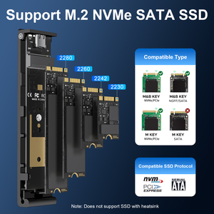 FIDECO - Nueva Carcasa <span class=keywords><strong>USB</strong></span> 3.2 de 10 Gbps para NVMe <span class=keywords><strong>SATA</strong></span>, Adaptador de SSD a <span class=keywords><strong>USB</strong></span> con Ventilador de Refrigeración - Product Image 2