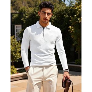 Suéter Casual de Manga Larga con Cierre de Cremallera y Textura Geométrica de Punto para Hombre FOXA - Product Image 5