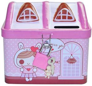 Promotional Gift <strong>Tin</strong> House Shape <strong>Money</strong> Saving <strong>Tin</strong> <strong>Box</strong> with Lock Cartoon <strong>Tin</strong> Piggy Bank - Product Image 2