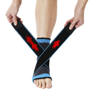 Penjepit pergelangan kaki olahraga tali, dapat diatur, perlindungan nilon rajutan lengan pergelangan kaki kompresi lari basket - Product Image 2