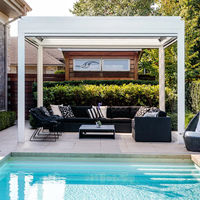 Pergola de jardin Anyhoo en aluminium rétractable avec toit à lames, résistante au vent et imperméable, pour l'ombrage extérieur et le jardinage