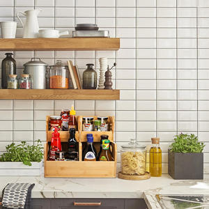 Cestino per Frutta a Due Livelli in Bambù Ecologico, Organizzatore per Dispensa con 4 Scomparti per <span class=keywords><strong>Patate</strong></span> e Cipolle, con Manico - Product Image 6