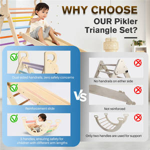 Ahşap kapalı oyun alanı seti katlanabilir Piklers üçgen tırmanıcı Montessori yürüyor Pickler slayt tırmanma oyuncaklar ile Set - Product Image 4