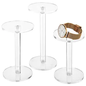 Suporte de exibição de relógio em acrílico transparente com 3 conjuntos de desenho personalizado Suporte de exibição em acrílico