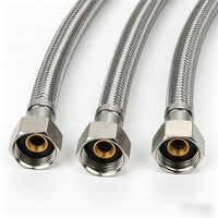 Tuyau d'alimentation en eau moderne tressé en acier inoxydable 304 haute durabilité, connecteur flexible pour évier de cuisine et robinet de salle de bain (eau froide et chaude)