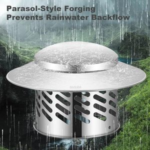 Capot d'évacuation de toit réglable en acier inoxydable 304, style parapluie, <span class=keywords><strong>pour</strong></span> sortie murale, <span class=keywords><strong>cheminée</strong></span>, coupe-vent, extérieur, sous-sol - Product Image 3