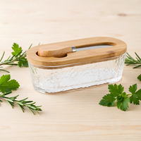 Pot à beurre en verre hermétique avec couvercle et spatule, ovale, pour le stockage du fromage à la maison