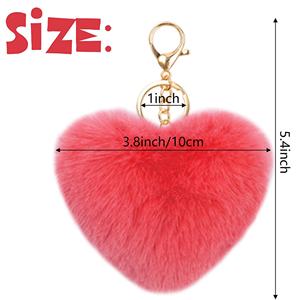 Llaveros de Corazón de Peluche Suave, Llaveros con Dijes de Pelo Sintético Colorido, Pompones Esponjosos, Bolas de Pompón para Mujeres y Niñas - Product Image 2