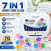 Lessives en dosettes 70 unités 7 en 1 Nettoyage Premium Protection des couleurs Anti-bactérien Parfum Floral Fruité pour Lave-linge Automatique