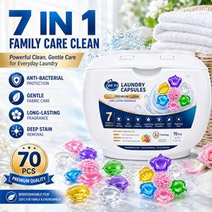 Laundry <b>Detergent</b> Pods 70 Count 7 in 1 Premium Clean Anti-Bacterial Color Protection Floral Fruity Fragrance for Automatic Mach - Product Image 1