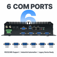 PC embarqué sans ventilateur YCT, direct usine, 6 ports COM, double LAN Gigabit, HDMI, VGA, 6 USB, large plage de tension 9-36V pour solutions IoT industrielles
