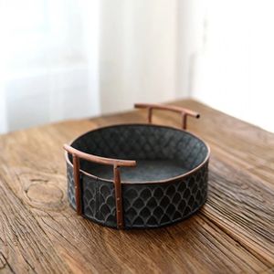 Panier de réception fait de vieux artisanat Double oreilles fer Art seau fruits Dessert pain panier plaque de métal - Product Image 2