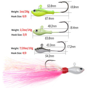 10g 14g 28g 42g câu cá bucktail <span class=keywords><strong>Jig</strong></span> đầu móc vòng bóng đầu móc câu cá lông mồi dài Cast Câu Cá Biển mới đến - Product Image 3