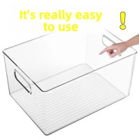 Boîte de rangement en plastique PET transparente sans couvercle, style moderne minimaliste, pour la cuisine, le bureau, les petits objets, pour les légumes/les fruits