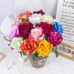 HH Decorative Flowers Wedding Artificial Flower Rose Wedding Supplies one Head single stem Artificial Flowers