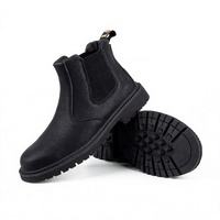 Bottes de sécurité pour hommes en cuir imperméable, style Chelsea, avec embout en acier, tige en maille respirante, sans lacets