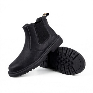 Bottes de sécurité pour hommes en cuir imperméable, style Chelsea, avec embout en acier, tige en maille respirante, sans lacets - Product Image 4
