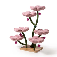 Arbre à chat coloré et grand format avec hamac floral, poteaux en sisal et peluche de qualité supérieure – Mobilier pour chat