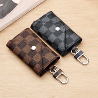 Dompet Kulit PU Logo Kustom, Tempat Kartu ID, Tempat Penyimpanan Kunci Mobil, Tas Lipat untuk Perjalanan dengan Kantong Koin Berikat Kancing