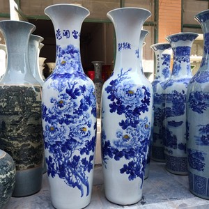 Antiguo pintado a mano patrón de peonía <span class=keywords><strong>Vintage</strong></span> chino Foor jarrón único piso jarrón <span class=keywords><strong>para</strong></span> oficina Hotel restaurante chino Decoración - Product Image 1