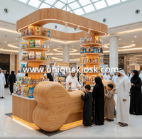 Kiosque personnalisé pour animalerie, présentoir en forme d'os pour chien, stand de vente au détail pour centre commercial, comptoir de magasin d'animaux en bois naturel avec éclairage LED, stand de dessin animé