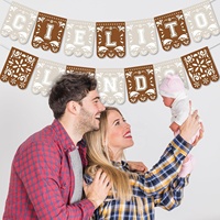 Bannière mexicaine Cielito Lindo en papier découpé marron pour fête de naissance, Cinco de Mayo et autres fêtes mexicaines