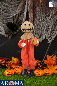 Décoration d'Halloween : Homme Citrouille Animé Effrayant de 80 cm avec Son et Bras Articulés pour Halloween - Product Image 2