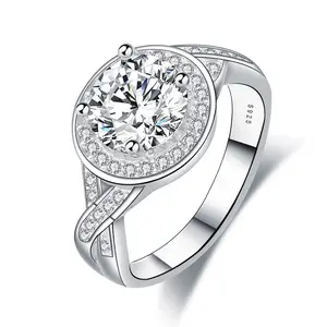 Fine jewelry 925 sterling silver CZ diamond zircon band wedding ring for women