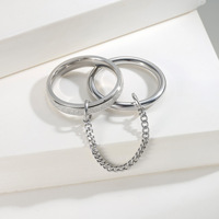 Anillo De Acero Inoxidable Cadena Larga Anillo De Apilamiento De Acero De Titanio Dos Capas Anillos Apilables