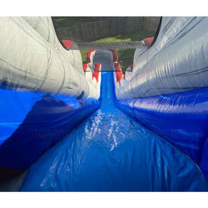 סין מסחרי ילדים בחצר האחורית של פארק מים מסלול יחיד כחול אדום מגלשות מים מתנפחים שקופיות עם בריכת שחייה למכירה - Product Image 3