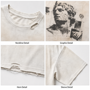 เสื้อยืดโอเวอร์ไซส์แบรนด์ส่วนตัว ผ้าคอตตอนหนา 300GSM ซักแบบ Dirty Wash ทรงบ็อกซี่ ครอปปิ้ง ประดับคริสตัล เสื้อยืดผู้ชาย - Product Image 2