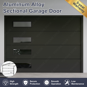 Portes de garage sectionnelles automatiques en aluminium durable avec miroir en verre trempé 16x8 de style nord-américain moderne pour villas et manoirs - Product Image 1
