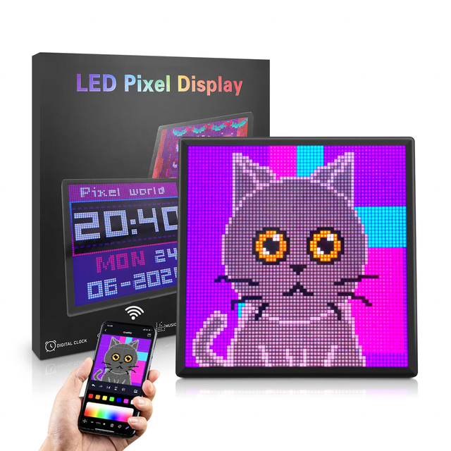 New 5V/2A USB APP Controlled 10W RGB LED Display Panel 64x64 Pixel Matrix for Indoor Decoration & Car Use