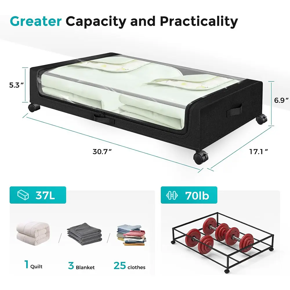 Dưới giường lưu trữ với bánh xe container underbed lưu trữ với nắp cho quần áo chăn và giày tổ chức ngăn kéo