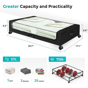 Dưới giường lưu trữ với bánh xe container <span class=keywords><strong>underbed</strong></span> lưu trữ với nắp cho quần áo chăn và giày tổ chức ngăn kéo - Product Image 2