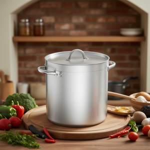 Pentola dritta in alluminio con coperchio da 12 quarti per la cottura di zuppe e brodo - Product Image 3