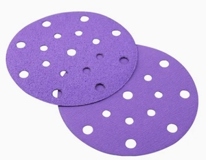 Fábrica 6 polegadas 150mm 15holes Gancho e <span class=keywords><strong>Loop</strong></span> Disco de Lixa Roxo para Lixa Cerâmica Abrasiva Automotiva Óxido De Alumínio 40 #-2000 # - Product Image 4