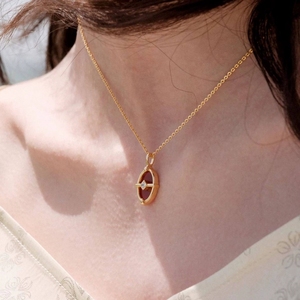 Collana con Pendente Geometrico FY-N981 Siren Anchor in Argento Sterling 925 Placcato Oro 18K con Zirconi, Regalo Trendy per Donne, Lusso Discreto - Product Image 2