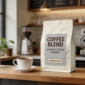 <span class=keywords><strong>Sac</strong></span> d'emballage de café personnalisé imprimé, recyclable, monomatériau, refermable avec fermeture éclair, pochette plate pour bouteille avec valve - Product Image 2