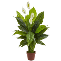 Tanaman Lily Buatan dengan Pot Berkualitas Tinggi, Realistis, Ramah Lingkungan, Bonsai Peace & Calla Lily untuk Dekorasi Rumah dan Taman