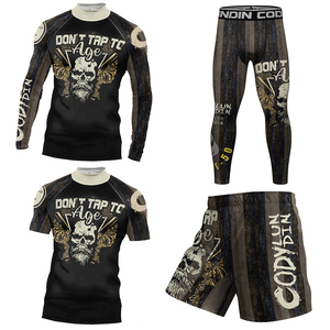 Mock Design collo senza stampa GYM top Custom Bjj <span class=keywords><strong>Rash</strong></span> Guard Jiu Jitsu Nogi Set per gli uomini traspirante <span class=keywords><strong>Rash</strong></span> Guard senza Gi Set - Product Image 6