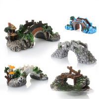 Ornement de pont en résine pour aquarium, grandes, moyennes et petites tailles, décorations artisanales pour aquarium, paysages de poissons tropicaux, styles multiples