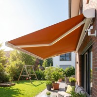 Auvent électrique à bras articulés, design minimaliste et luxueux, avec protection contre la pluie pour balcon
