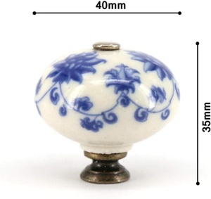 <span class=keywords><strong>Poignée</strong></span> de meuble moderne en céramique 5 pièces tire le matériel de meuble en <span class=keywords><strong>porcelaine</strong></span> bleu blanc pour armoire de <span class=keywords><strong>cuisine</strong></span> commode - Product Image 2