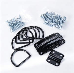 Kit d'ancrage robuste en acier massif avec anneaux en D noirs à 4 trous <span class=keywords><strong>pour</strong></span> <span class=keywords><strong>fixation</strong></span> <span class=keywords><strong>de</strong></span> <span class=keywords><strong>remorque</strong></span>, camion, cargaison et bagages - Product Image 6