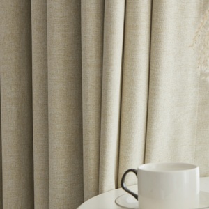 Tissu de rideau occultant complet Tissu de lin fin avec textile pongé Tissu de rideau en microfibre de lin 100% personnalisé - Product Image 3