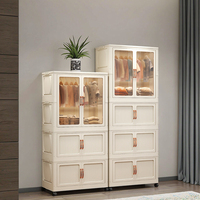 Organisateur de placard empilable à 3 niveaux, armoire de rangement pliable, bac de rangement pour vêtements pliable, bacs en plastique pliables pour vêtements